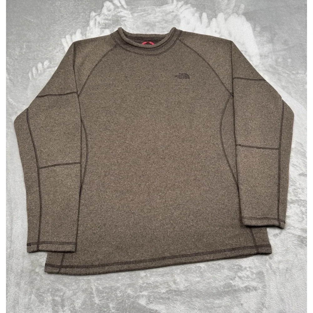 North Face Sweatshirt Mens Large Brown Pullover Crewneck Brown Fleece Shirt